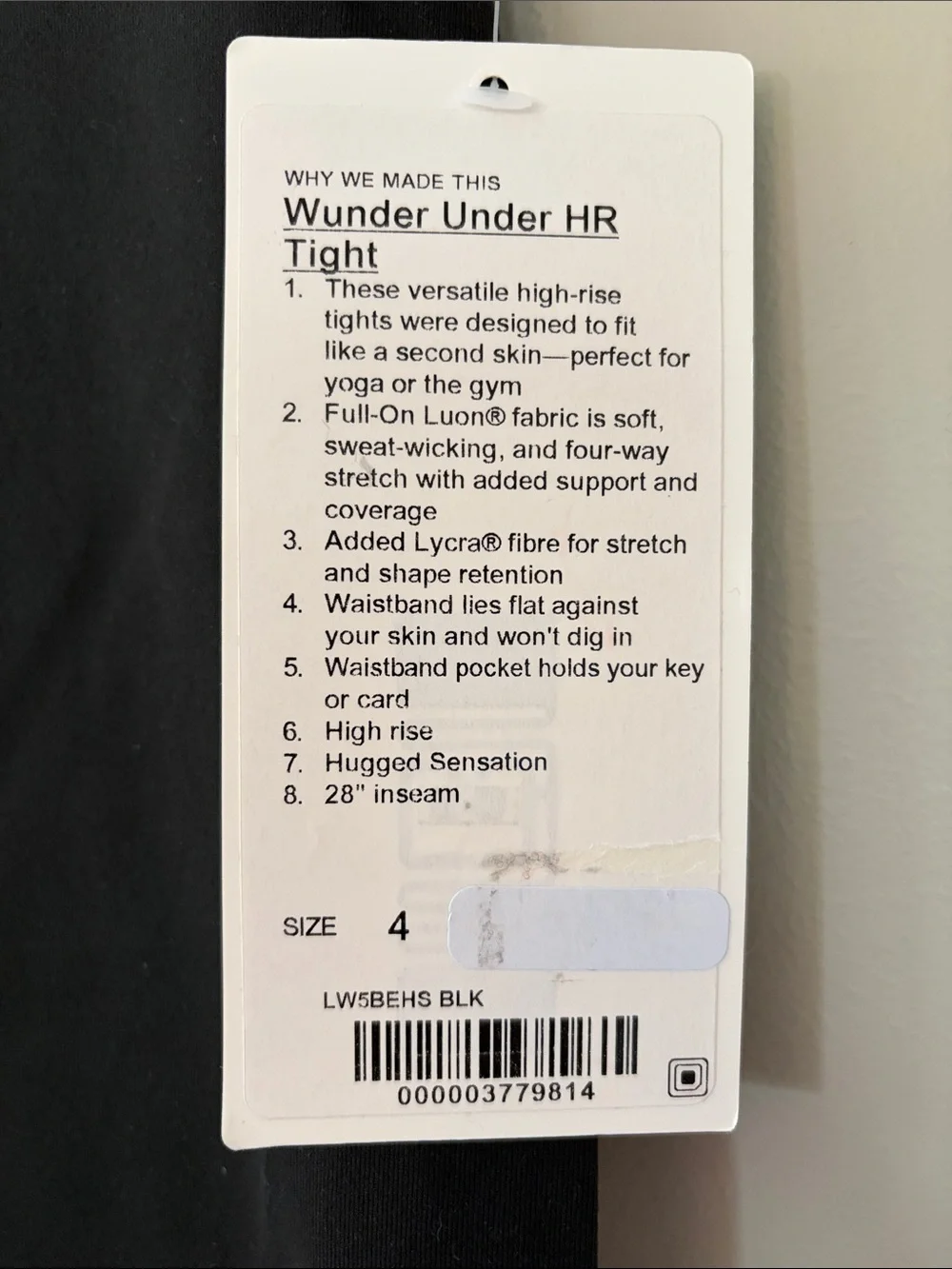 Lululemon Wunder Under HR Tight 28” Size 4 Black Athletic Workout Gym NWT